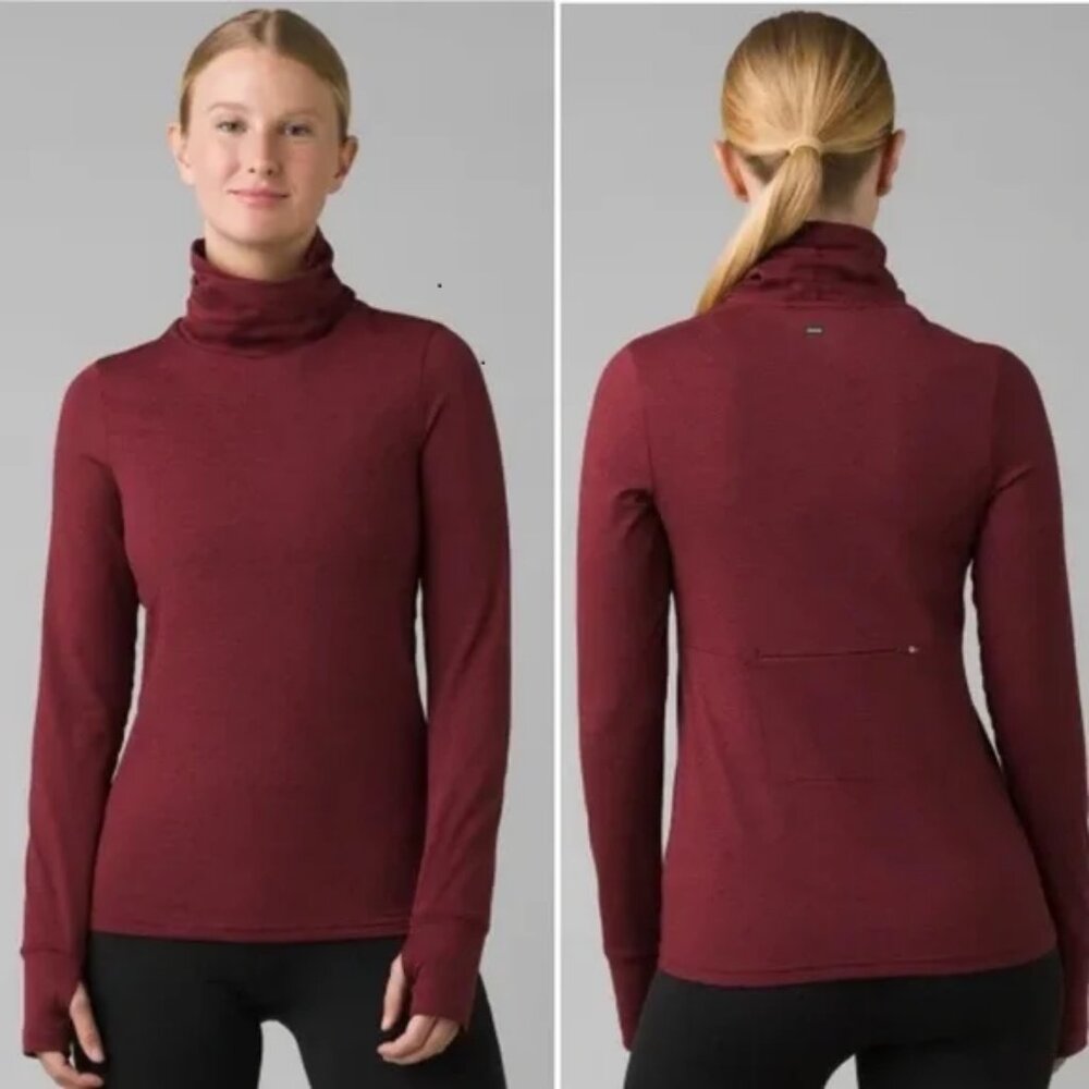 Prana Ice Flow Long Sleeve Turtle Neck, active wear size Med. in Mulberry